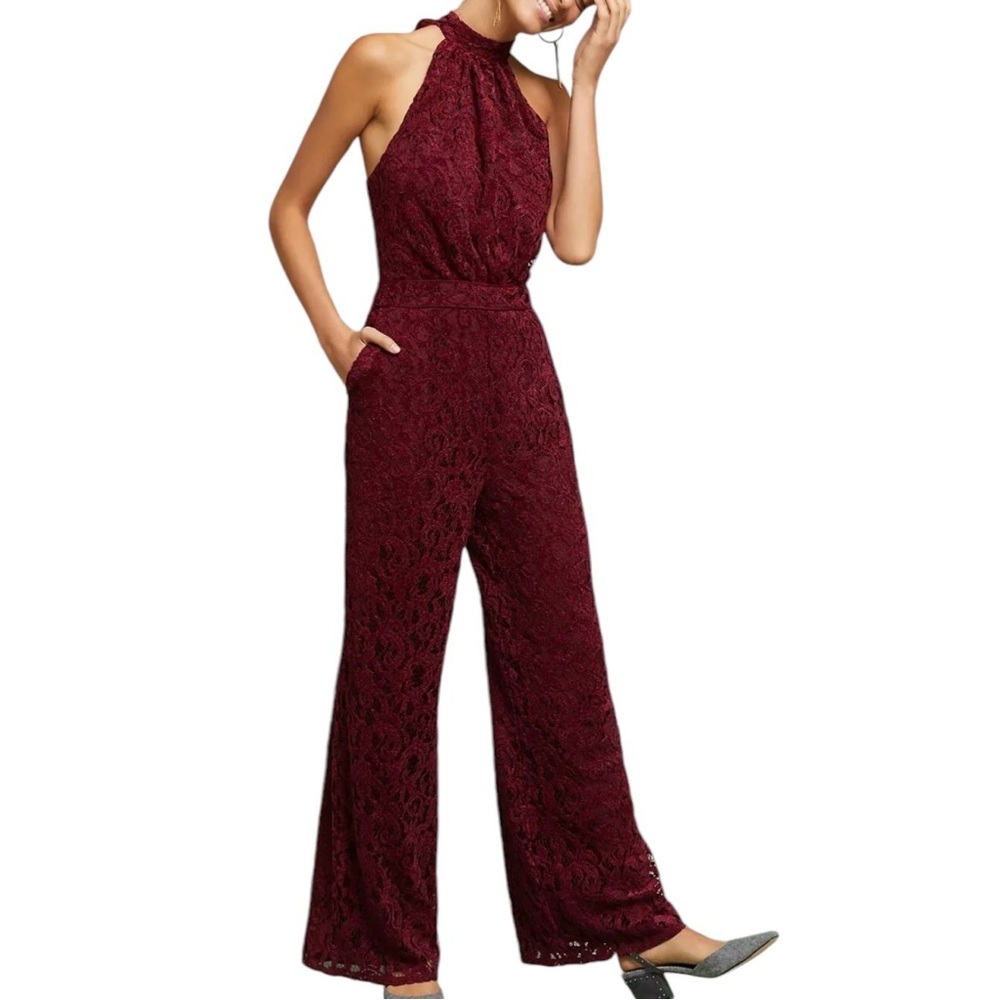 Elegant Burgundy Lace Jumpsuit
